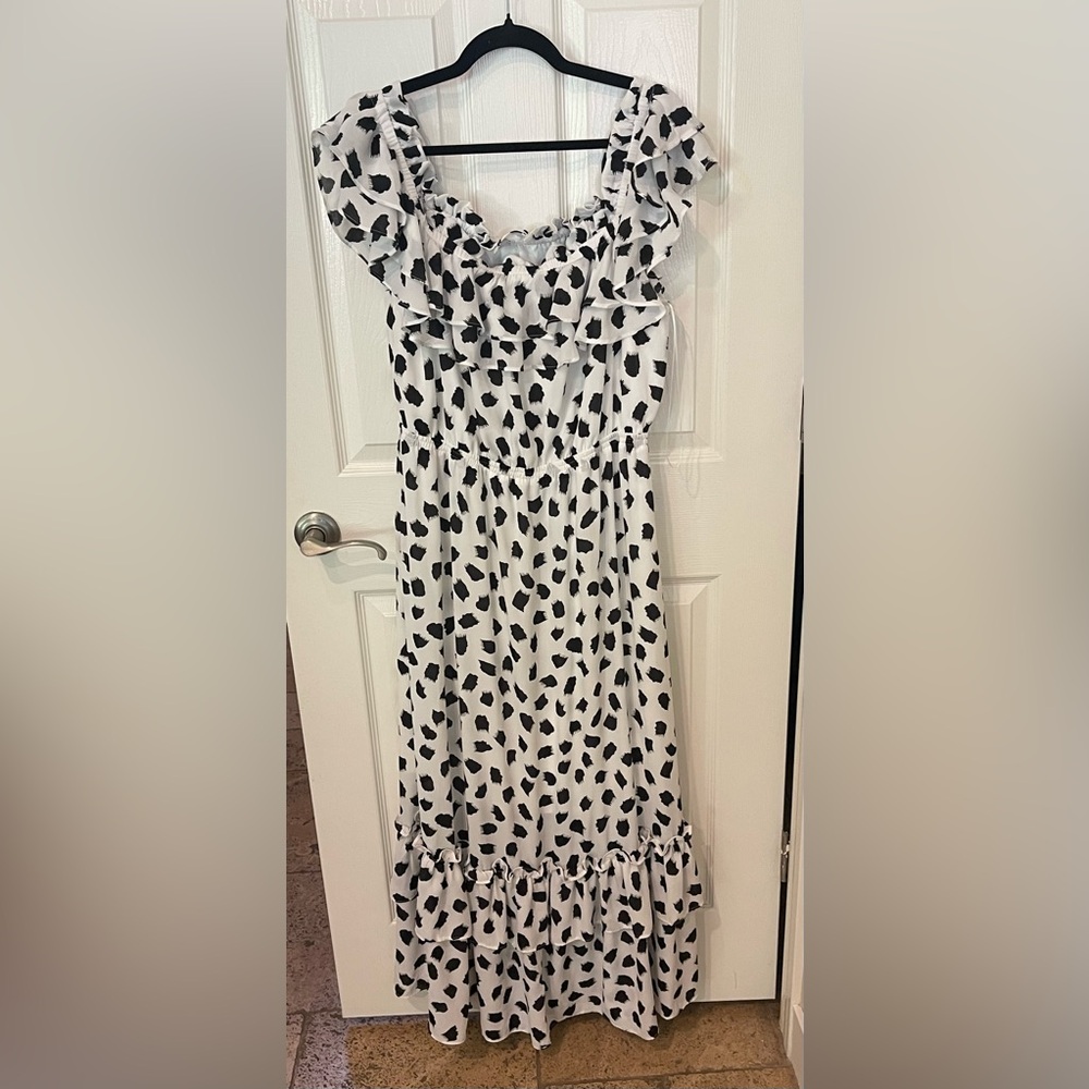 Lane Bryant Black and White Ruffle Dress - Picture 4 of 12